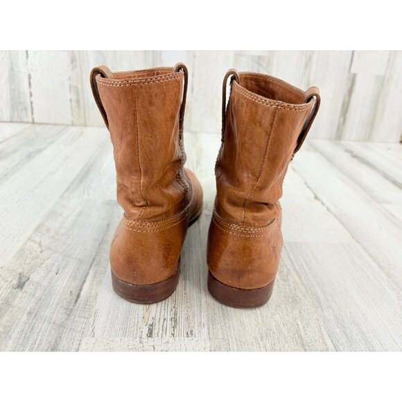 Frye Anna Shortie Tan Leather Western Mini Boot Womens Size 10 - Picture 9 of 16